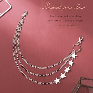Amazon.com: Zehope Star Pants Chain Silver Goth Wallet